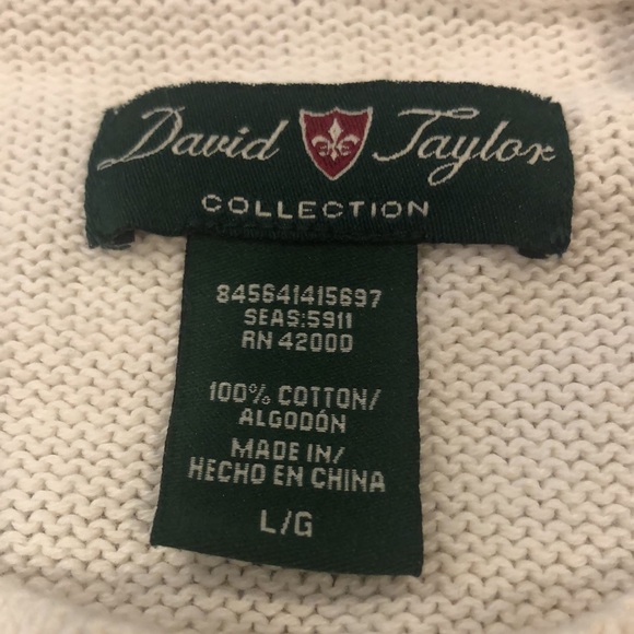 David Taylor sweater, cream, soft blue and gray. - Picture 4 of 6